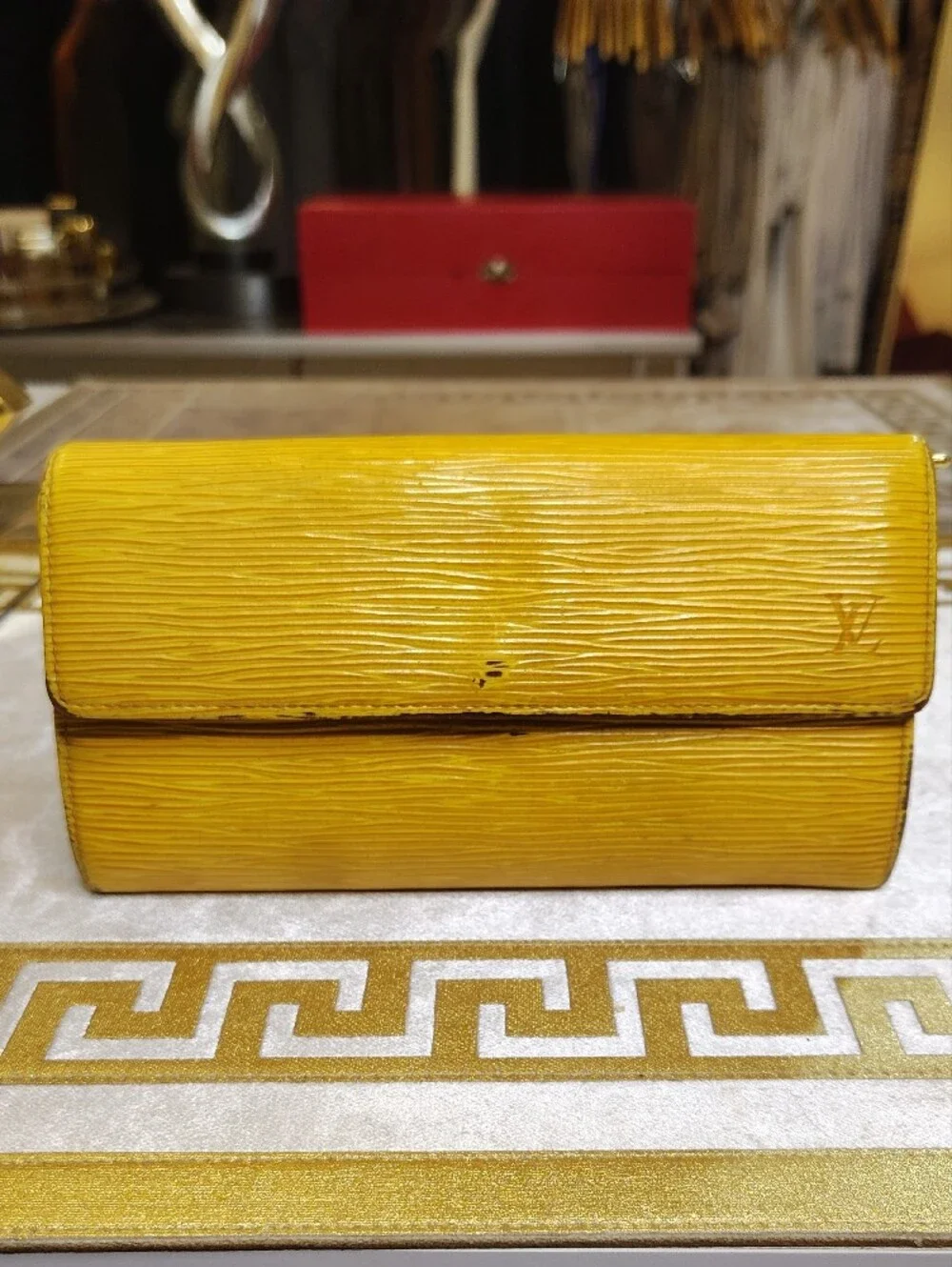 Louis Vuitton Yellow Epi Leather Fold-Over Wallet Porte Tresor internat'l Long